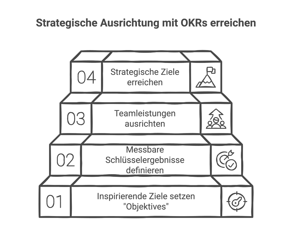 Treppenmodell zur strategischen Ausrichtung mit OKRs